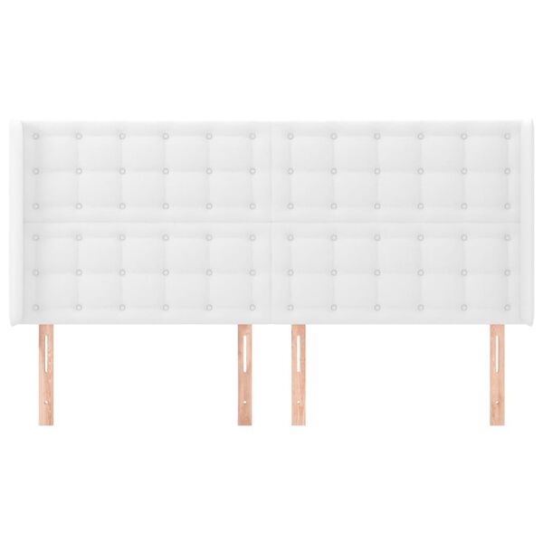 vidaXL T&ecirc;te de lit avec oreilles Blanc 203x16x118/128 cm Similicuir