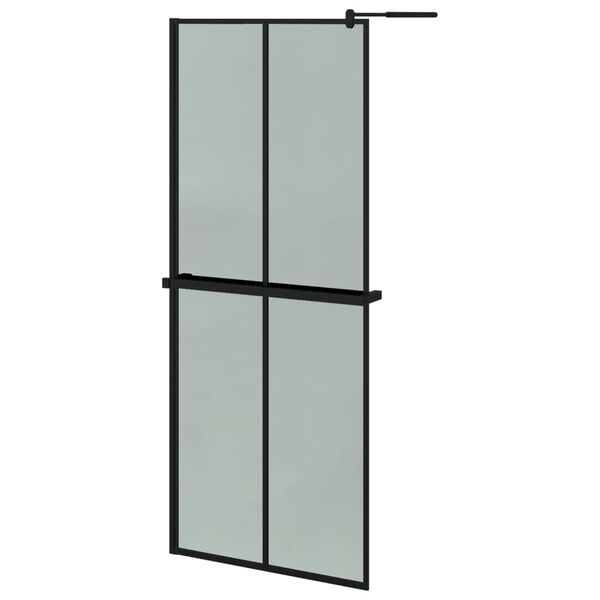vidaXL Paroi de douche avec &eacute;tag&egrave;re Noir 80x195 cm Verre ESG&Aluminium