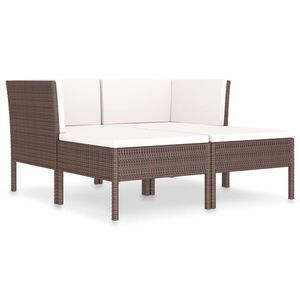 vidaXL Salon de jardin 4 pcs avec coussins R&eacute;sine tress&eacute;e Marron