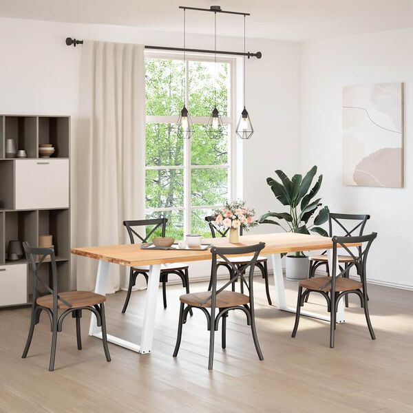 vidaXL Pieds de table &agrave; manger en U 2 pi&egrave;ces Blanc 100 x (72-73) cm Acier