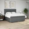 vidaXL Sommier &agrave; lattes de lit avec matelas Gris fonc&eacute; 200x200cm Tissu