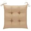 vidaXL Ensemble de bistro 3pcs avec coussins beige Bois de teck massif