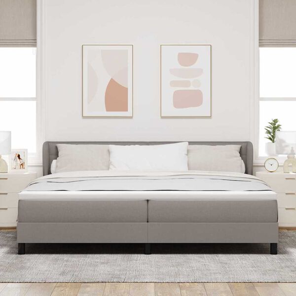 vidaXL Lit &agrave; ressorts avec matelas Taupe 200 x 200 cm tissu