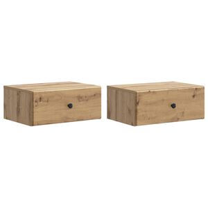 vidaXL Cabinet de chevet mural 2 pcs Ch&ecirc;ne artisanal 49 x 34,5 x 20 cm