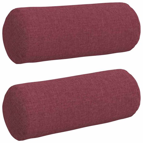 vidaXL Coussins d'accent 2 pcs Bordeaux Ø 15 x 40 cm tissu