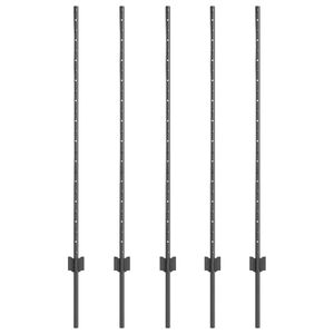 vidaXL Poteau de cl&ocirc;ture ench&acirc;ss&eacute; 5 pi&egrave;ces Gris 160 cm