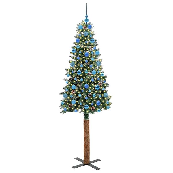 vidaXL Sapin de No&euml;l mince Vert 210 cm PVC et bois de pin massif
