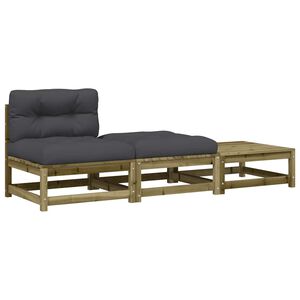 vidaXL Canap&eacute; de jardin sans accoudoirs avec coussins et repose-pieds