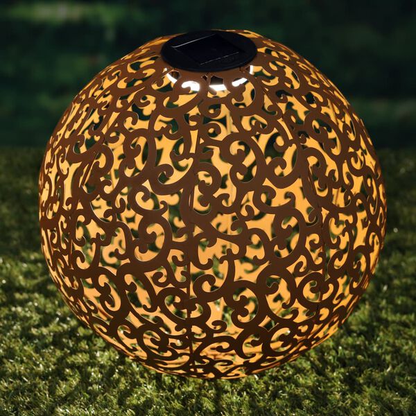 HI Lampe de jardin solaire &agrave; LED 28,5 cm M&eacute;tal Marron