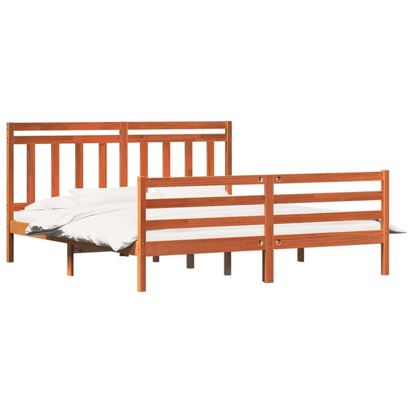 vidaXL Cadre de lit avec t&ecirc;te de lit Cire marron 180 x 200 cm