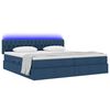 vidaXL Lit avec rangement et LED avec matelas Bleu 200 x 200 cm tissu