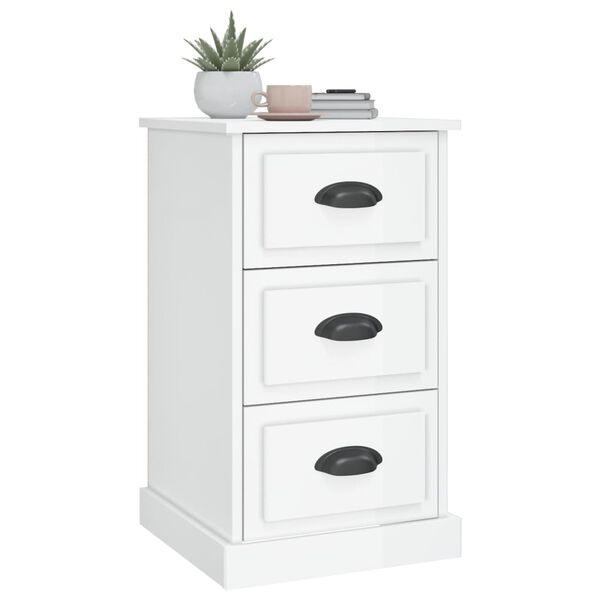 vidaXL Table de chevet blanc brillant 39x39x67 cm bois d&rsquo;ing&eacute;nierie