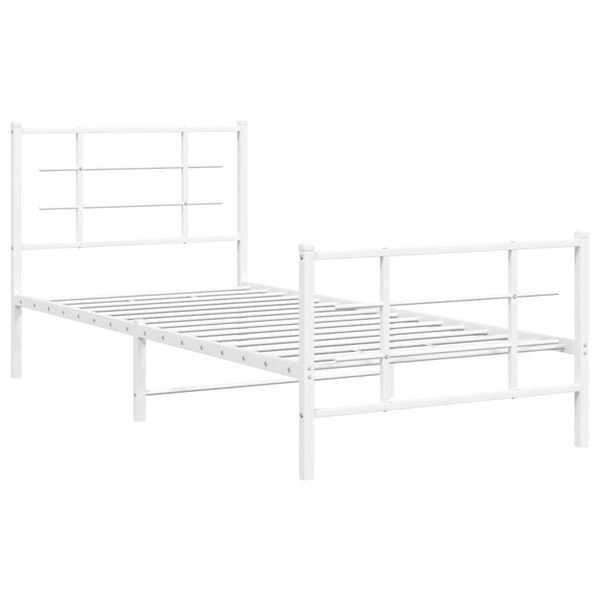 vidaXL Cadre de lit métal sans matelas avec pied de lit blanc 90x190cm