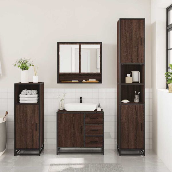 vidaXL Ensemble de meubles de salle de bain 3 pcs Chêne marron