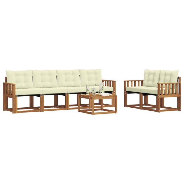 vidaXL Ensemble de canap&eacute;s d'ext&eacute;rieur 7 pcs Naturel et Cr&egrave;me