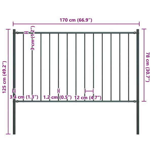 vidaXL Panneau de cl&ocirc;ture Woerden avec poteaux en acier 1,7&nbsp;x&nbsp;0,75&nbsp;m anthracite