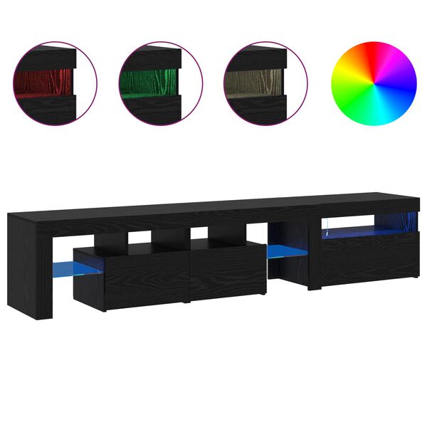 vidaXL Meuble TV 2 pcs Ch&ecirc;ne noir 200 x 36,5 x 40 cm Bois d'ing&eacute;nierie