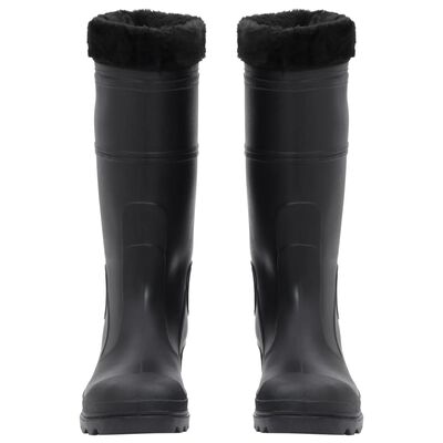 vidaXL Bottes de pluie avec chaussettes amovibles noir taille 42 PVC