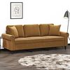 vidaXL Canap&eacute; 3 places et oreillers et coussins Marron 180 cm Velours