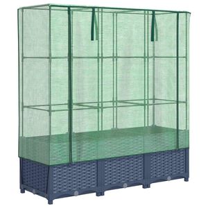 vidaXL Jardini&egrave;re sur&eacute;lev&eacute;e avec housse aspect rotin 120x40x138 cm