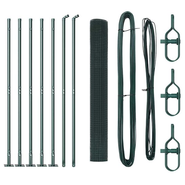 vidaXL Poteau de cl&ocirc;ture. Vert 10 x 1,2 m (maille 25 x 25 mm)