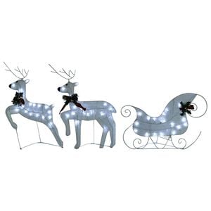 vidaXL D&eacute;coration de No&euml;l Renne et tra&icirc;neau 60 LED ext&eacute;rieur Blanc