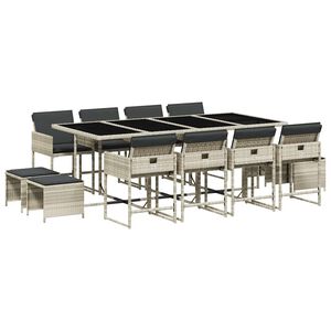 vidaXL Ensemble &agrave; manger de jardin et coussins 13 pcs gris clair rotin