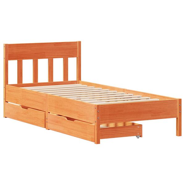 vidaXL Cadre de lit sans matelas cire marron 100x200cm bois pin massif
