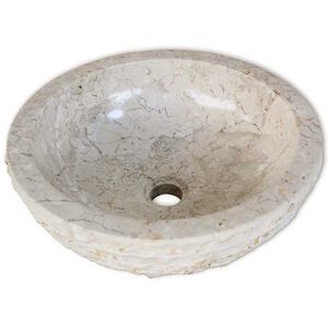vidaXL Lavabo Marbre 40 cm Cr&egrave;me