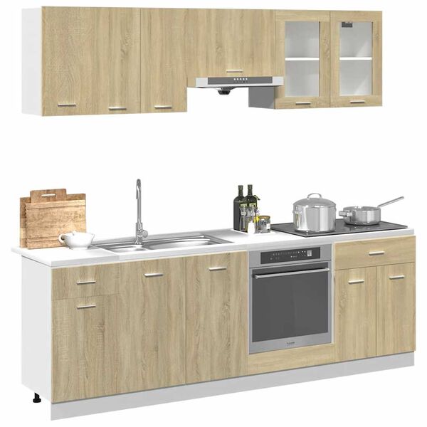vidaXL Ensemble de 8 meubles de cuisine "Lyon" en ch&ecirc;ne Sonoma