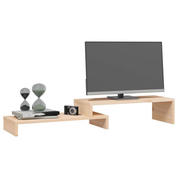 vidaXL Support pour moniteur (52-101)x22x14 cm Bois de pin solide