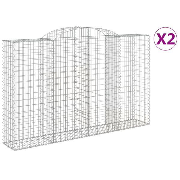 vidaXL Paniers à gabions arqués 2 pcs 300x50x180/200 cm fer galvanisé