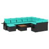 vidaXL Ensemble de canap&eacute; de jardin 11 pcs avec coussins noir r&eacute;sine tress&eacute;e