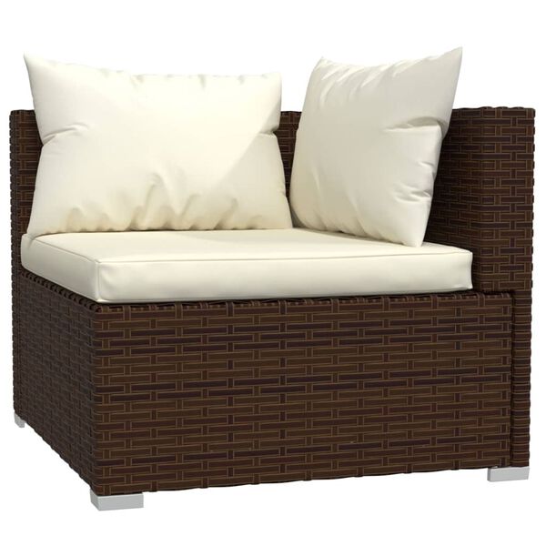 vidaXL Salon de jardin 5 pcs avec coussins r&eacute;sine tress&eacute;e marron
