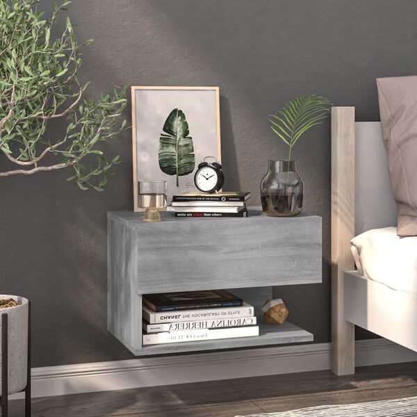 vidaXL Tables de chevet murales 2 pcs Sonoma gris