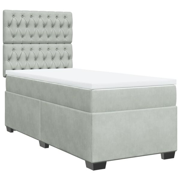 vidaXL Sommier &agrave; lattes de lit et matelas Gris clair 90x200 cm Velours