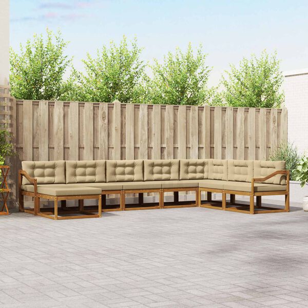 vidaXL Ensemble de canap&eacute;s d'ext&eacute;rieur 8 pcs Naturel et Beige