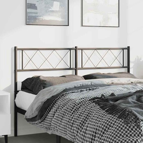 vidaXL T&ecirc;te de lit m&eacute;tal noir 135 cm