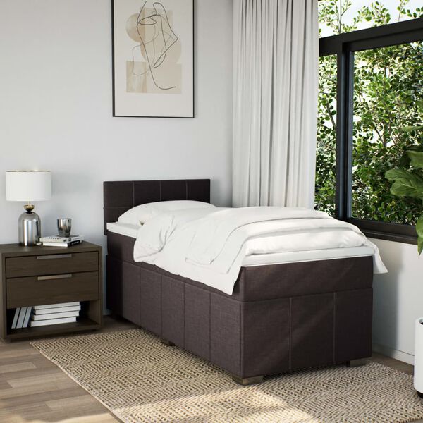 vidaXL Sommier &agrave; lattes de lit avec matelas Marron fonc&eacute; 80x200 cm