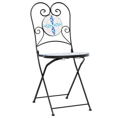 vidaXL Chaises de bistro pliables lot de 2 bleu et blanc céramique