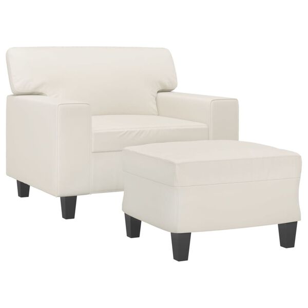 vidaXL Fauteuil avec repose-pied Cr&egrave;me 60 cm Similicuir
