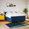 vidaXL Sommier &agrave; lattes de lit avec matelas Bleu 200x200 cm Tissu
