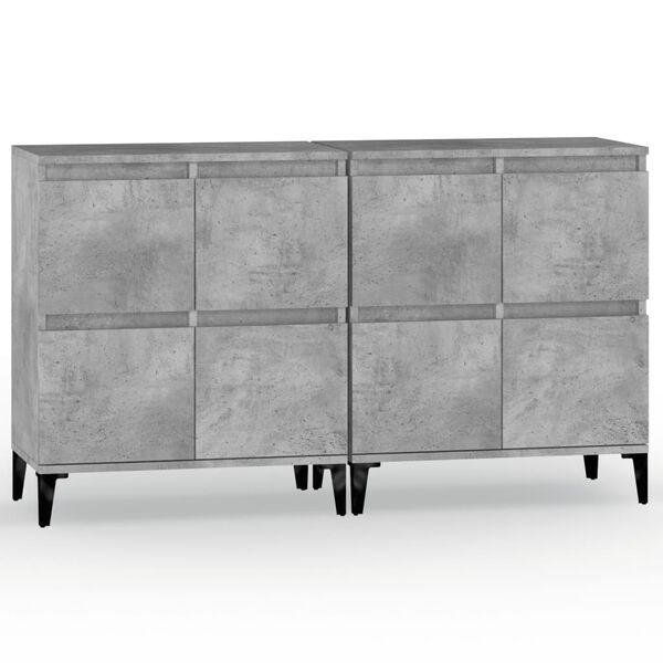 vidaXL Buffets 2 pcs gris béton 60x35x70 cm bois d'ingénierie