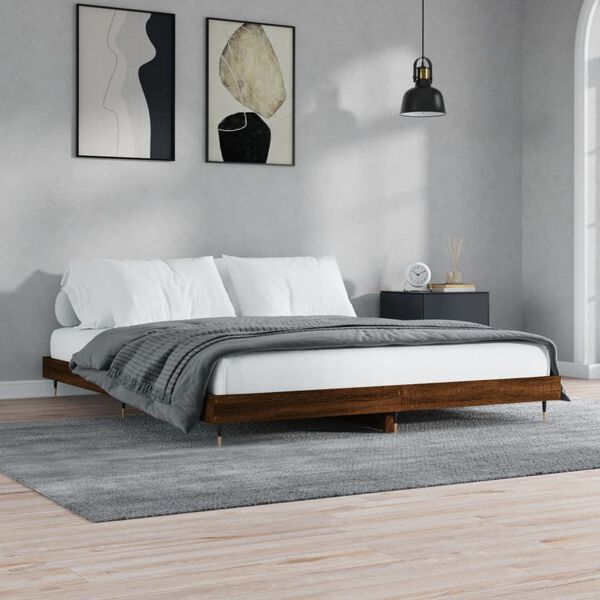 vidaXL Cadre de lit sans matelas ch&ecirc;ne marron 200x200 cm