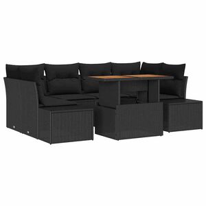 vidaXL Ensemble de canap&eacute; de jardin 7 pc Noir polyrotin