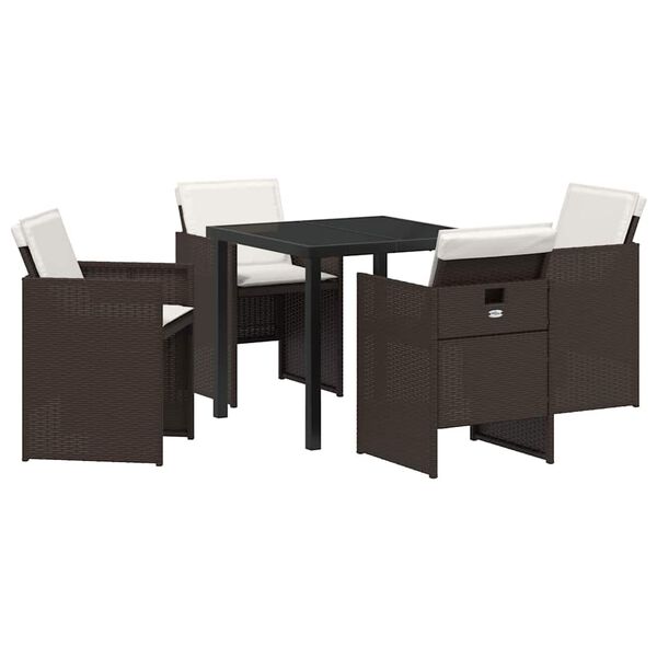 vidaXL Ensemble de salle &agrave; manger pour jardin 5 pcs Marron polyrotin