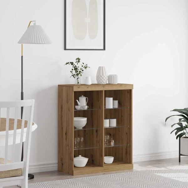 vidaXL Buffet LED Ch&ecirc;ne artisanal 41 x 37 x 100 cm Bois d'ing&eacute;nierie