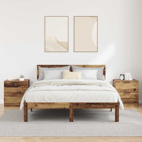 vidaXL Cabinet de chevet avec tiroir 2 pcs Bois ancien 45 x 39 x 50cm