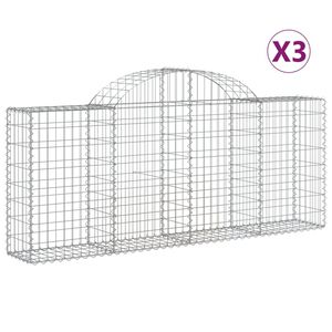 vidaXL Paniers &agrave; gabions arqu&eacute;s 3 pcs 200x30x80/100 cm Fer galvanis&eacute;