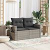 vidaXL Canap&eacute; de jardin 2 places avec coussins gris r&eacute;sine tress&eacute;e